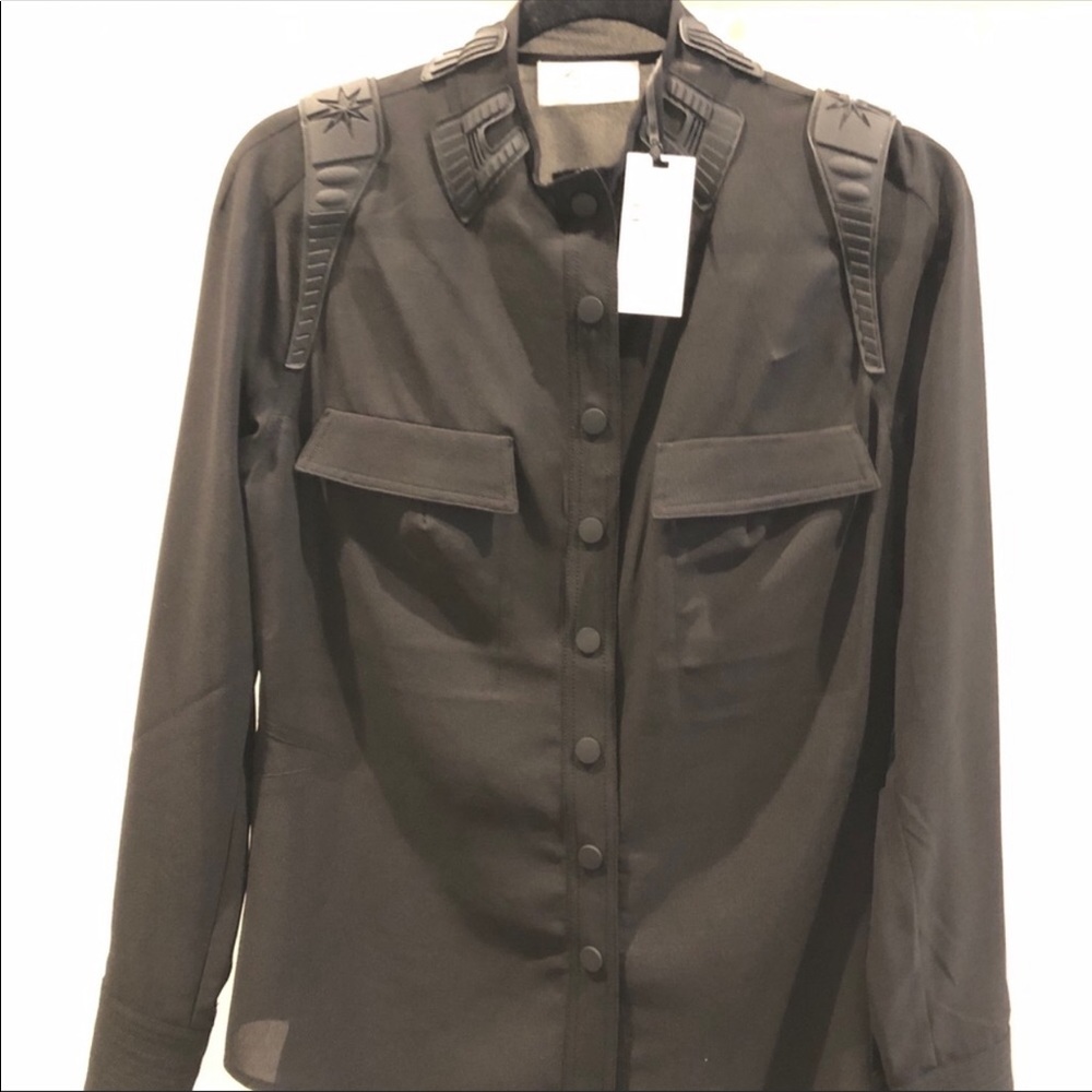 Byron Lars Black Military-Style Button Down Shirt